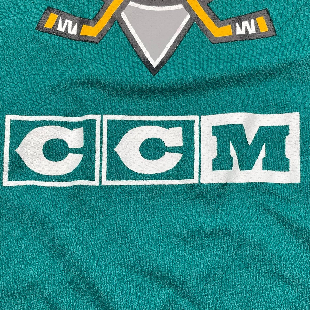 [15083P150]CCM NHL дыра высокий m mighty Dux воздушный вязаный игра рубашка Maska хоккей America USA б/у одежда зеленый зеленый с биркой 