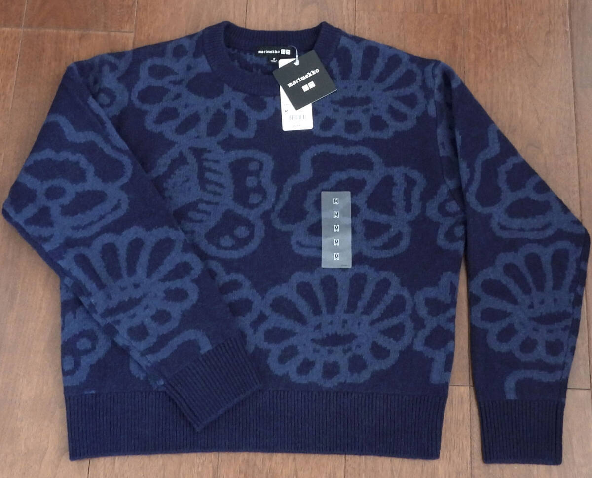 ユニクロ UNIQLO マリメッコ marimekko ラムクルーネックセーター WOMEN ネイビー Mサイズ【新品未使用】