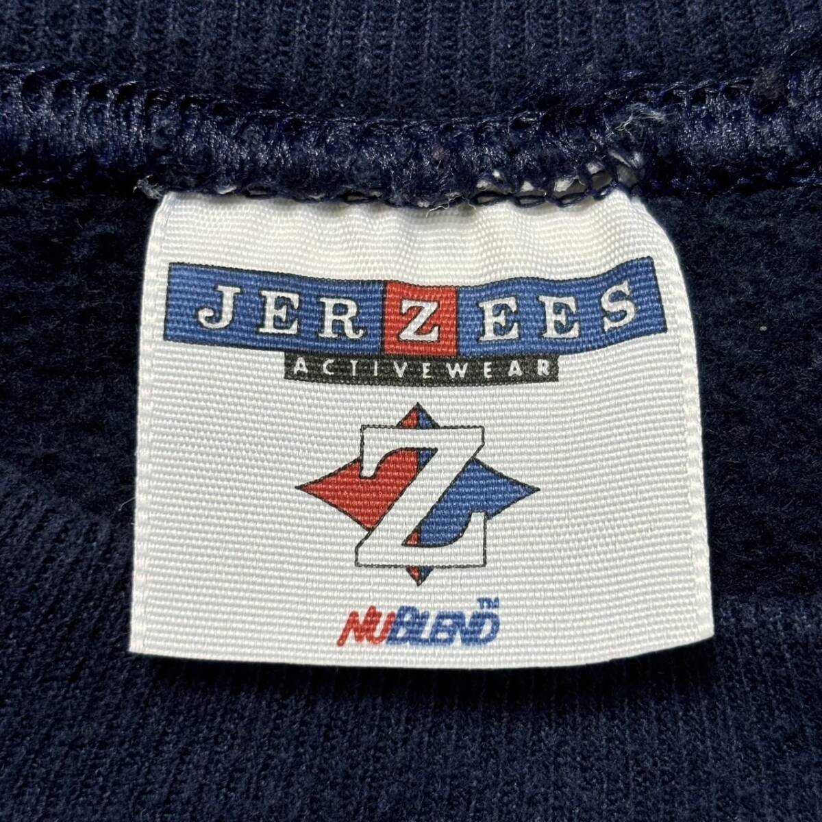 XL 90s USA古着 ジャージーズ JERZEES 無地 スウェット トレーナー 裏起毛 ブランク ソリッド プレーン 紺色 ネイビー