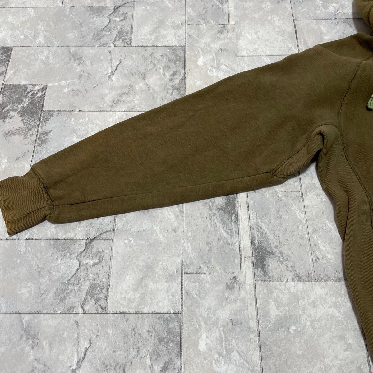 SABIT NYC サビ Tanoshinde sweat hoodie スウェットパーカー カーキ タノシンデ プリントロゴ ストリート USA企画 サイズL 玉FL3859_画像3