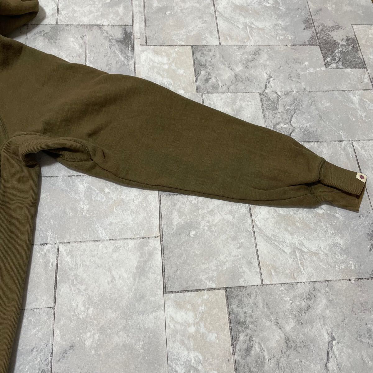 SABIT NYC サビ Tanoshinde sweat hoodie スウェットパーカー カーキ タノシンデ プリントロゴ ストリート USA企画 サイズL 玉FL3859_画像4