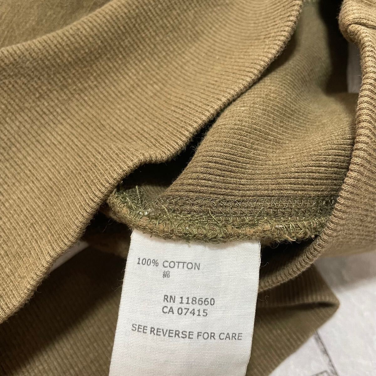 SABIT NYC サビ Tanoshinde sweat hoodie スウェットパーカー カーキ タノシンデ プリントロゴ ストリート USA企画 サイズL 玉FL3859_画像7