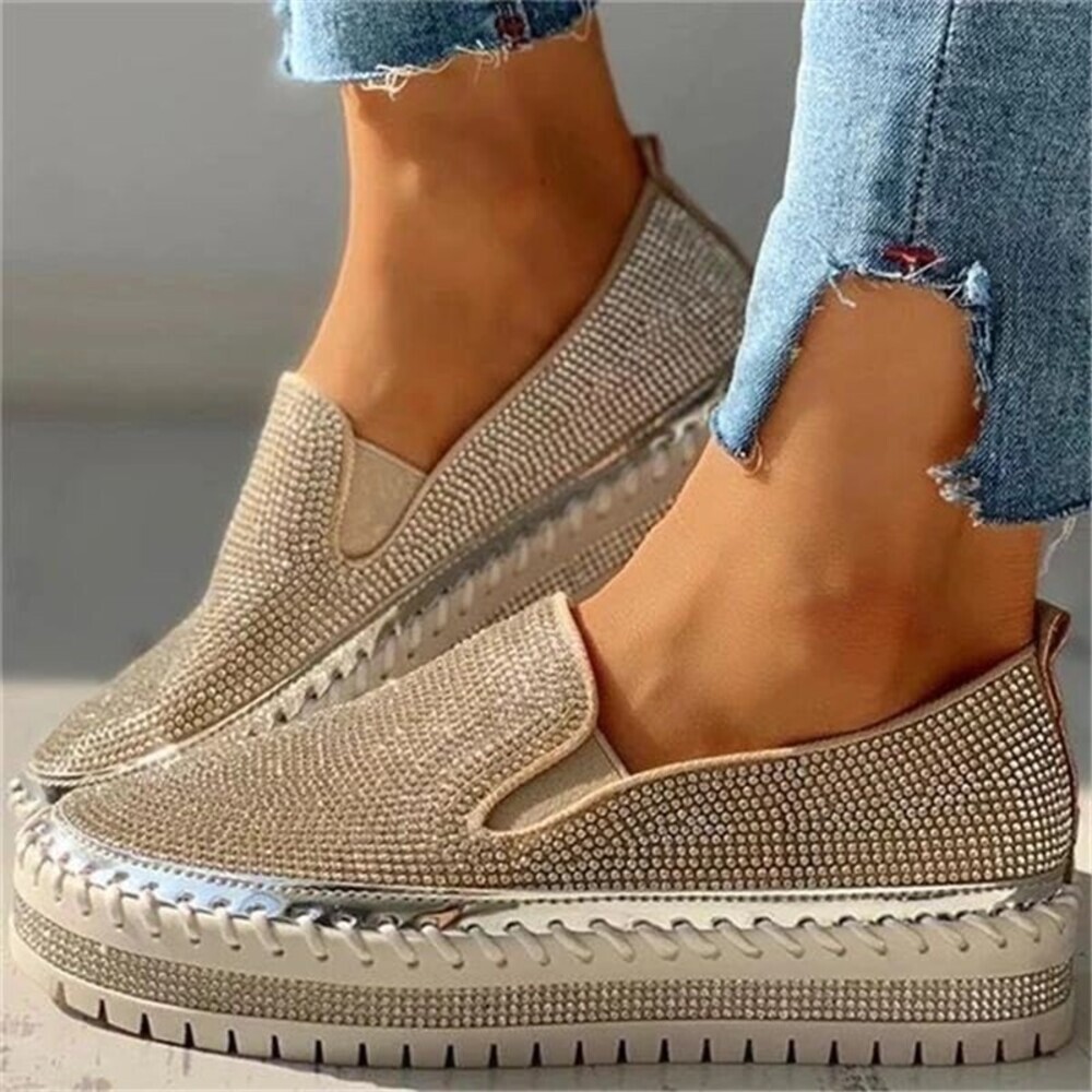 ☆ シルバー ☆ 36（22.5cm） ☆ ローファー レディース 靴 pmyshoes23 スリッポン レディース 厚底 合皮 厚底スリッポン 厚底靴