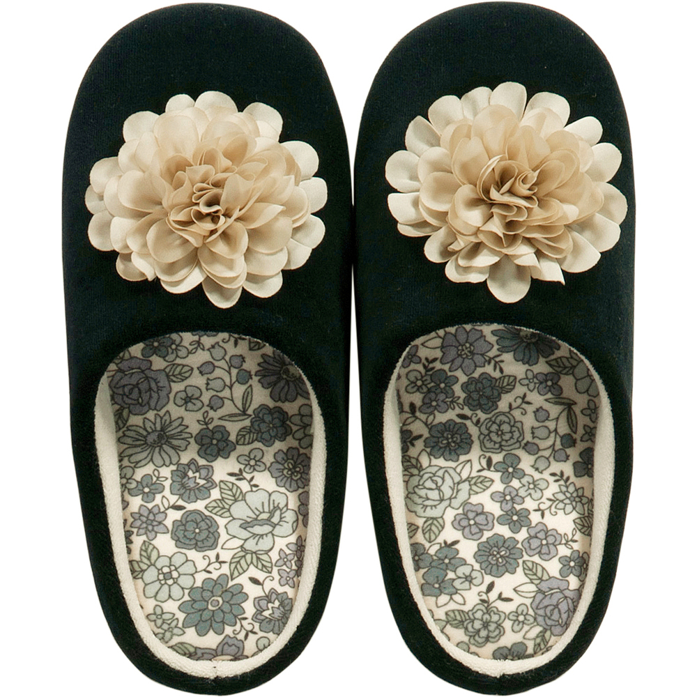 ☆ ブラック ルームシューズ レディース かわいい 通販 花柄 ウォッシャブル 洗える 低反発ウレタン ウォッシャブル SDS サロンドソワレ_画像1