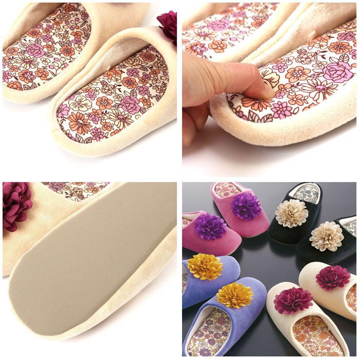 ☆ ブラック ルームシューズ レディース かわいい 通販 花柄 ウォッシャブル 洗える 低反発ウレタン ウォッシャブル SDS サロンドソワレ_画像9
