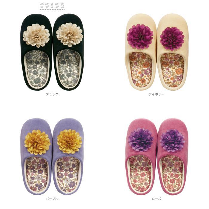 ☆ ブラック ルームシューズ レディース かわいい 通販 花柄 ウォッシャブル 洗える 低反発ウレタン ウォッシャブル SDS サロンドソワレ_画像10
