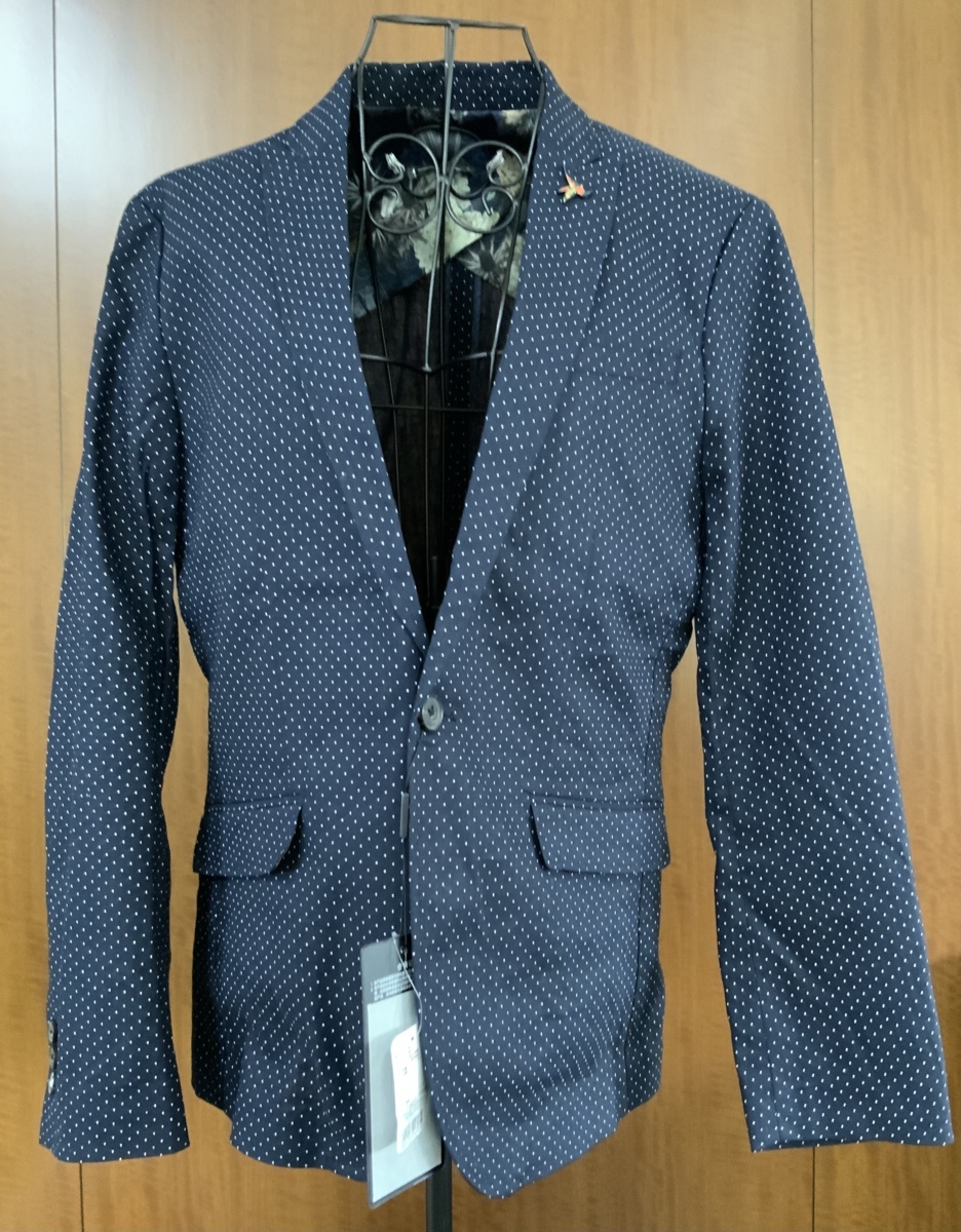 Selected 水玉柄 テーラード ジャケット 濃紺 サイズ 175/96Ａ　新品　Y2