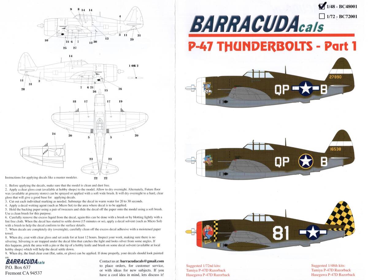 アメリカ BarracudaCals, 48001, P-47 Thunderbolts part 1