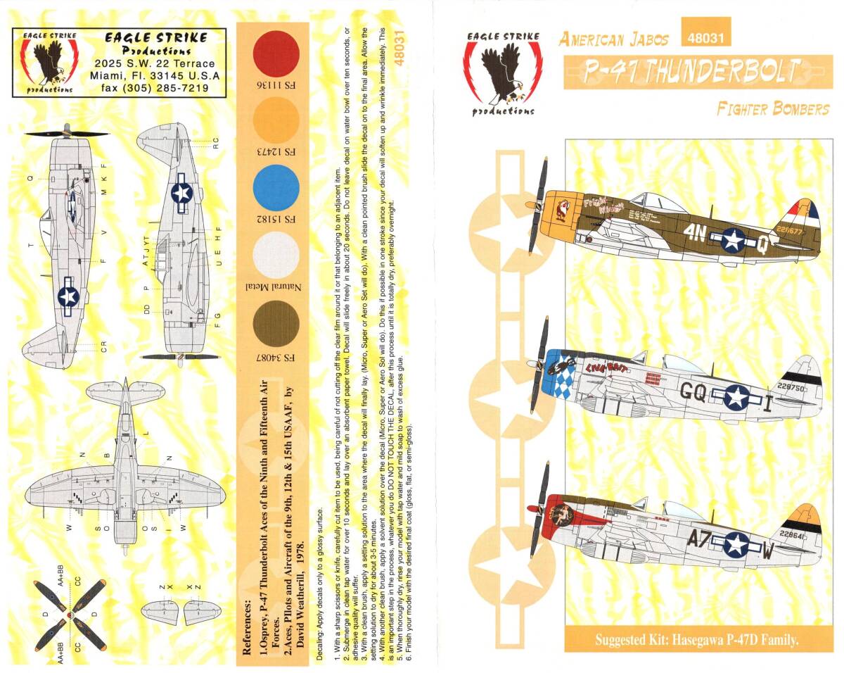アメリカ Eagle Strike Decals, 48031, P-47 Thunderbolt Fighter Bombers