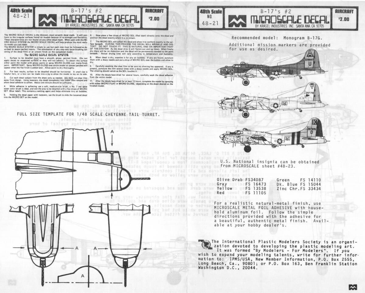 アメリカ MicroScale Decal, 48-21, B-17's #2