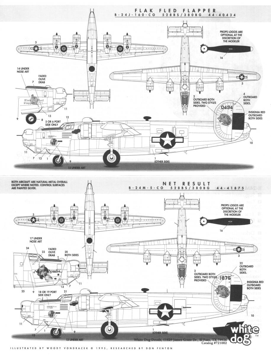 アメリカ White Dog Decals, 721002, B-24 Net Result & Flak Fled Flapper