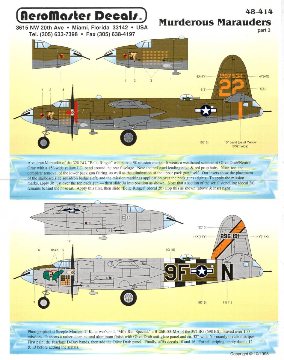 アメリカ AeroMaster Decals, 48-414, Murderous Marauders Pt. 2