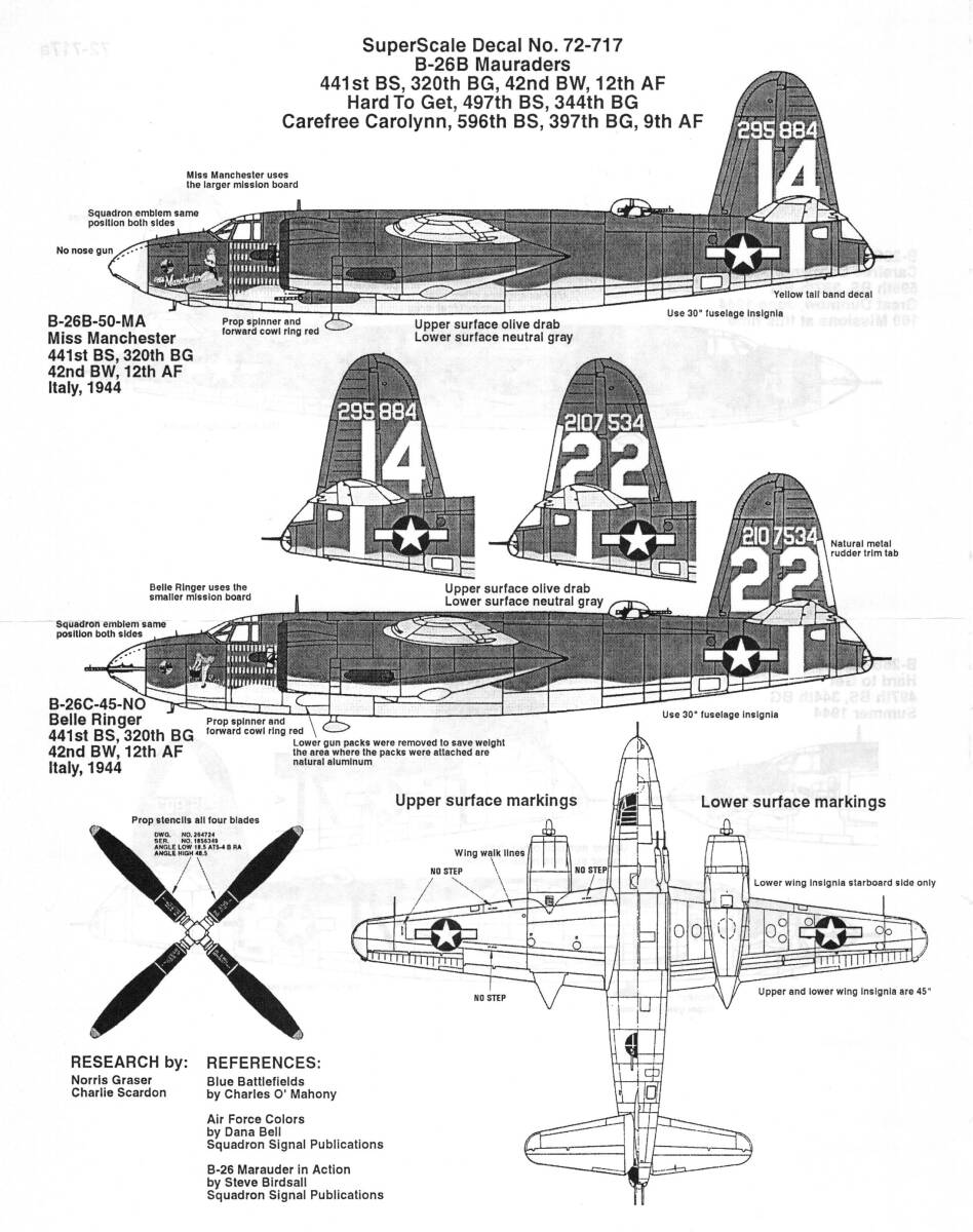 アメリカ SuperScale Decal, 72-717, B-26B Marauders