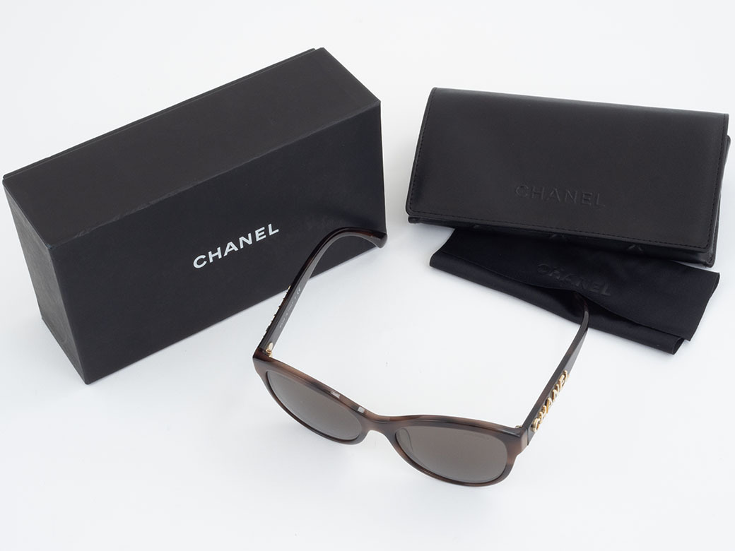 シャネル サイドロゴ サングラス ブラウン 5458-A レディース プラスチック キャットアイ CHANEL 中古