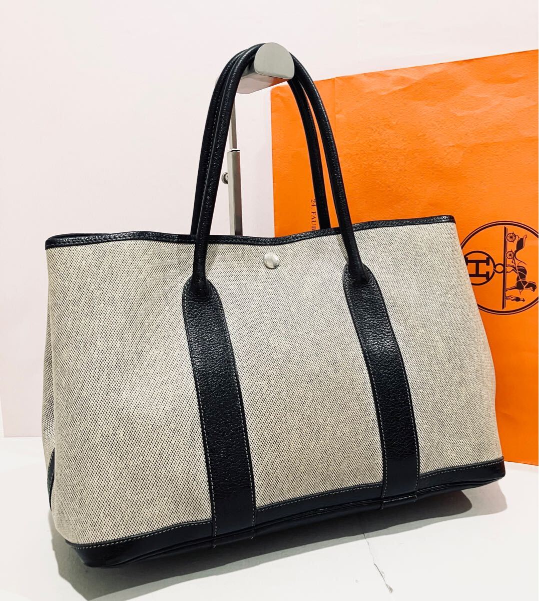 HERMES 極上美品 トート バッグ ガーデンパーティ PM 刻印有り HERMES 極上美品 トート バッグ ガーデンパーティ PM 刻印有り