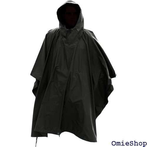  MIL-TEC ポンチョ レインウェア リップストップ 地 米軍スタイル Rain Poncho - BLACK 1136