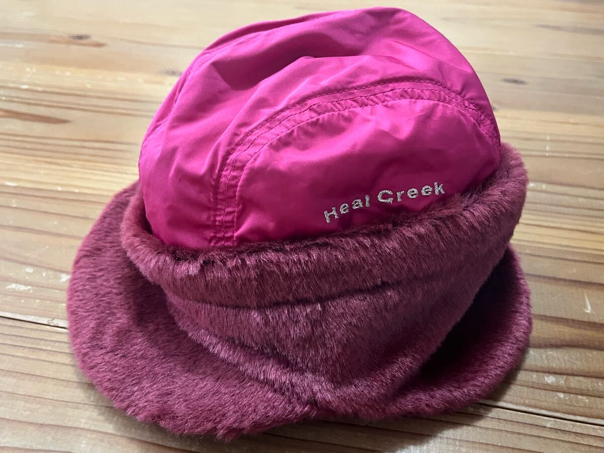 新品未使用 HealCreek 帽子 定価10000円 えんじ色 防寒 ファー 耳當て ヒールクリーク GOLF ゴルフウェア Cap キャップ