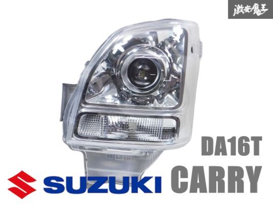 美品【良品】 スズキ純正 DA16T キャリィトラック 後期 軽トラ LED ヘッドライト ヘッドランプ 左側 助手席 100-593CA /35320-82MB1 棚2B