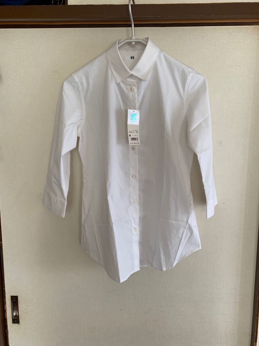 【新品】ユニクロ7部袖ブラウスM（白）おまけ付き