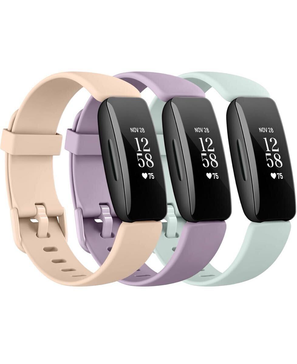 Fitbit Inspire 2 バンド ベルト、プレミアム TPU インスパイア バンド、防水 スポーツバンドシリコン3本セット男女兼用人気色