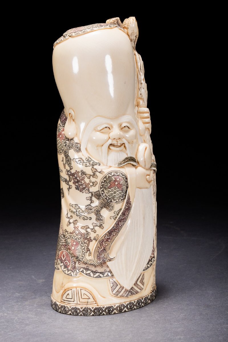 善古堂 某有名オークション買入 時代物 特種白材 巨大寿老人造像