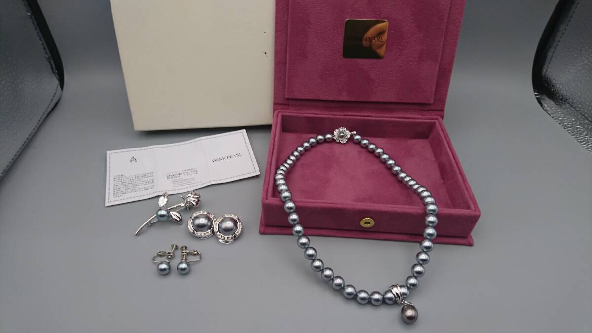 WINK PEARL　ウインクパール　ネックレス・イヤリング×2・ブローチ・チャーム　セット