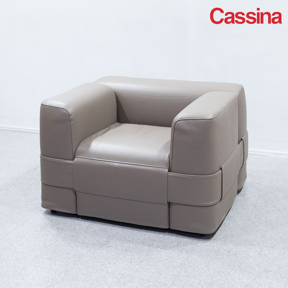 【展示品】Cassina カッシーナ 932 QUARTET カルテット ラウンジ チェア 1人掛け レザー ベージュ マリオ?ベリーニ 定価119萬(wàn)【2】