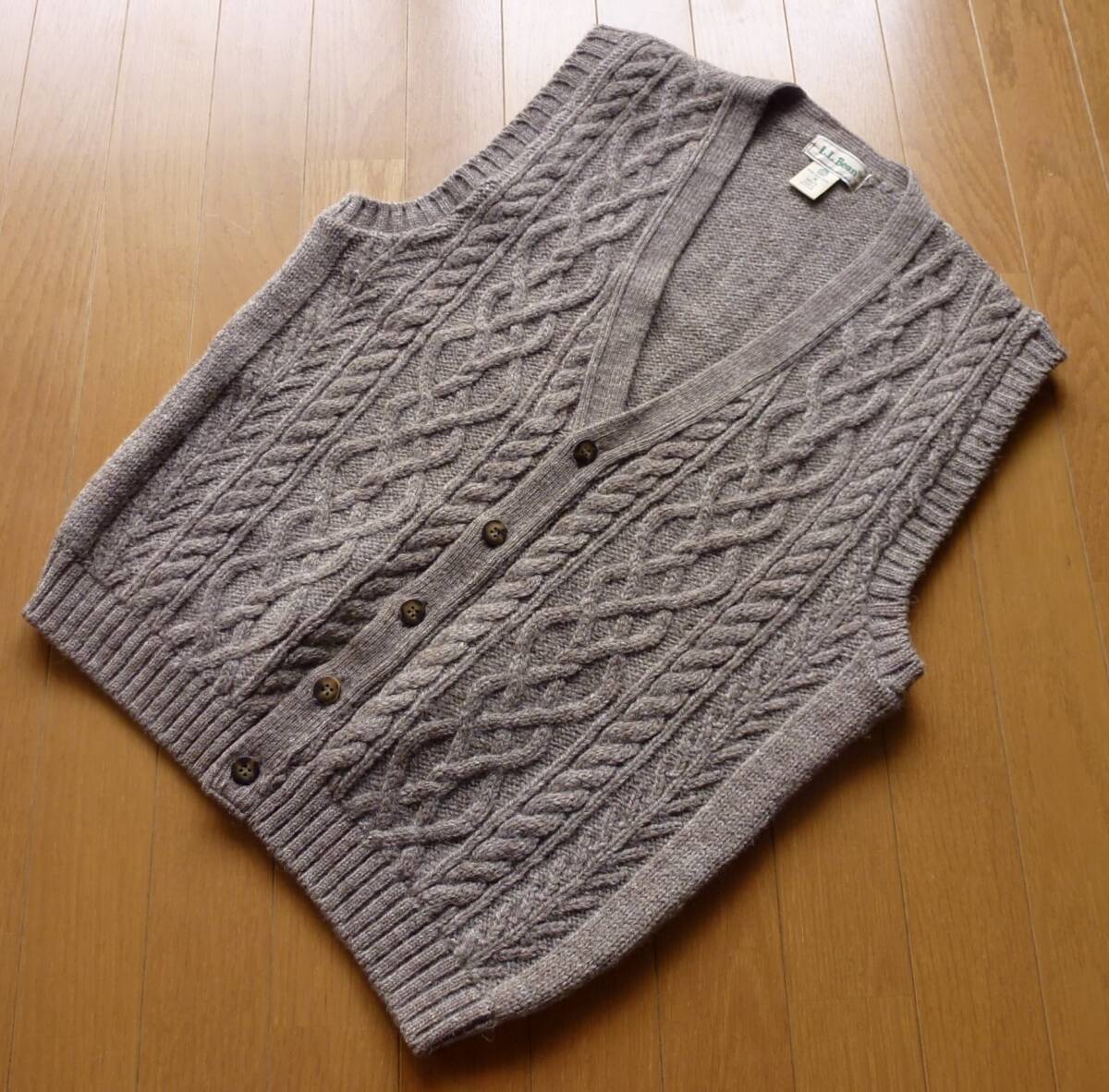 何でも揃う スコットランド製 ニットベスト ケーブル編み エルエルビーン L.L.Bean 90s 良品 メンズ 即決あり! ヴィンテージ M 男性用