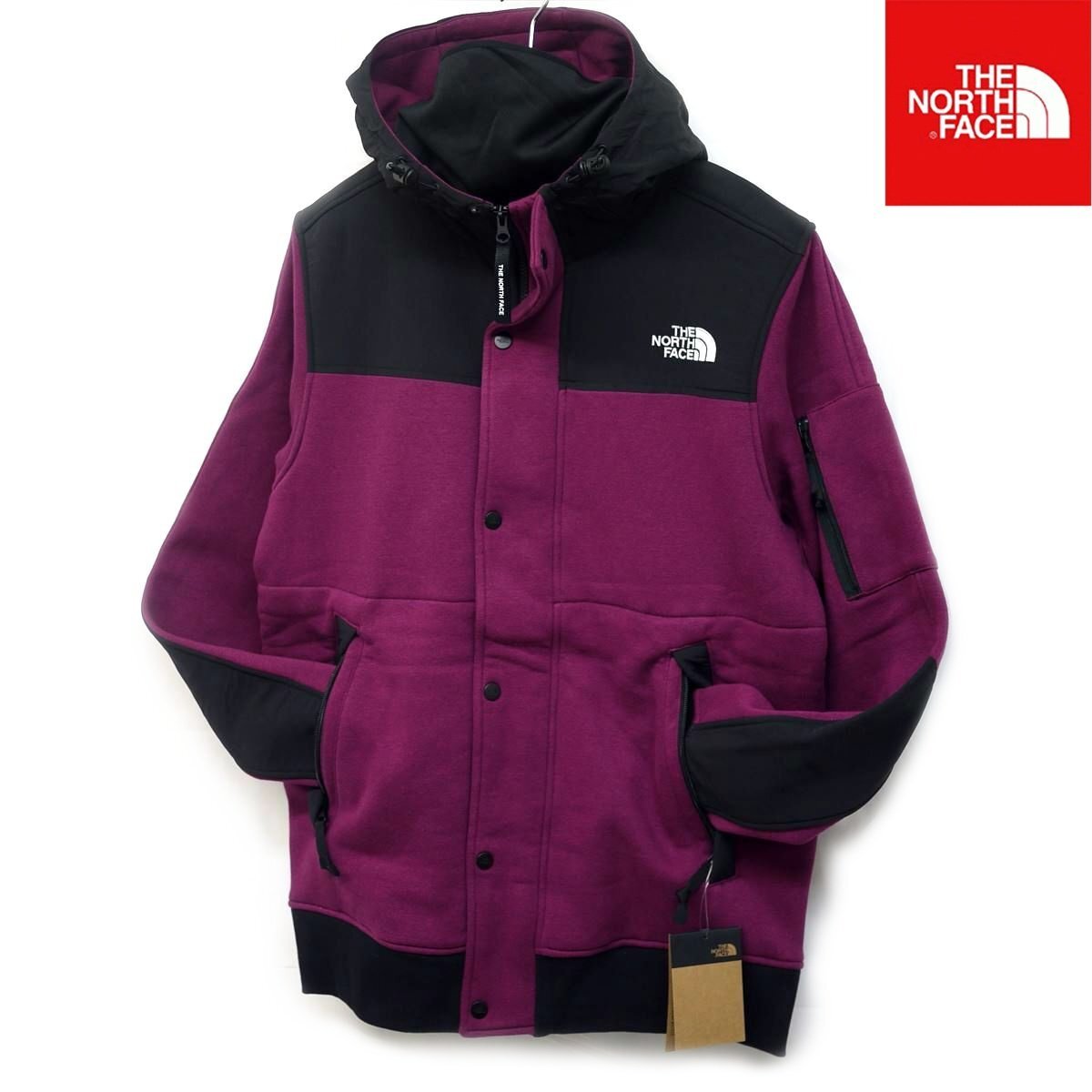 USモデル新品 ノースフェイス 裏ボア ジャケット パーカー フェイスウォーマー付(L) ボイズンベリーx黒 THE NORTH FACE 日本未発売/ka780
