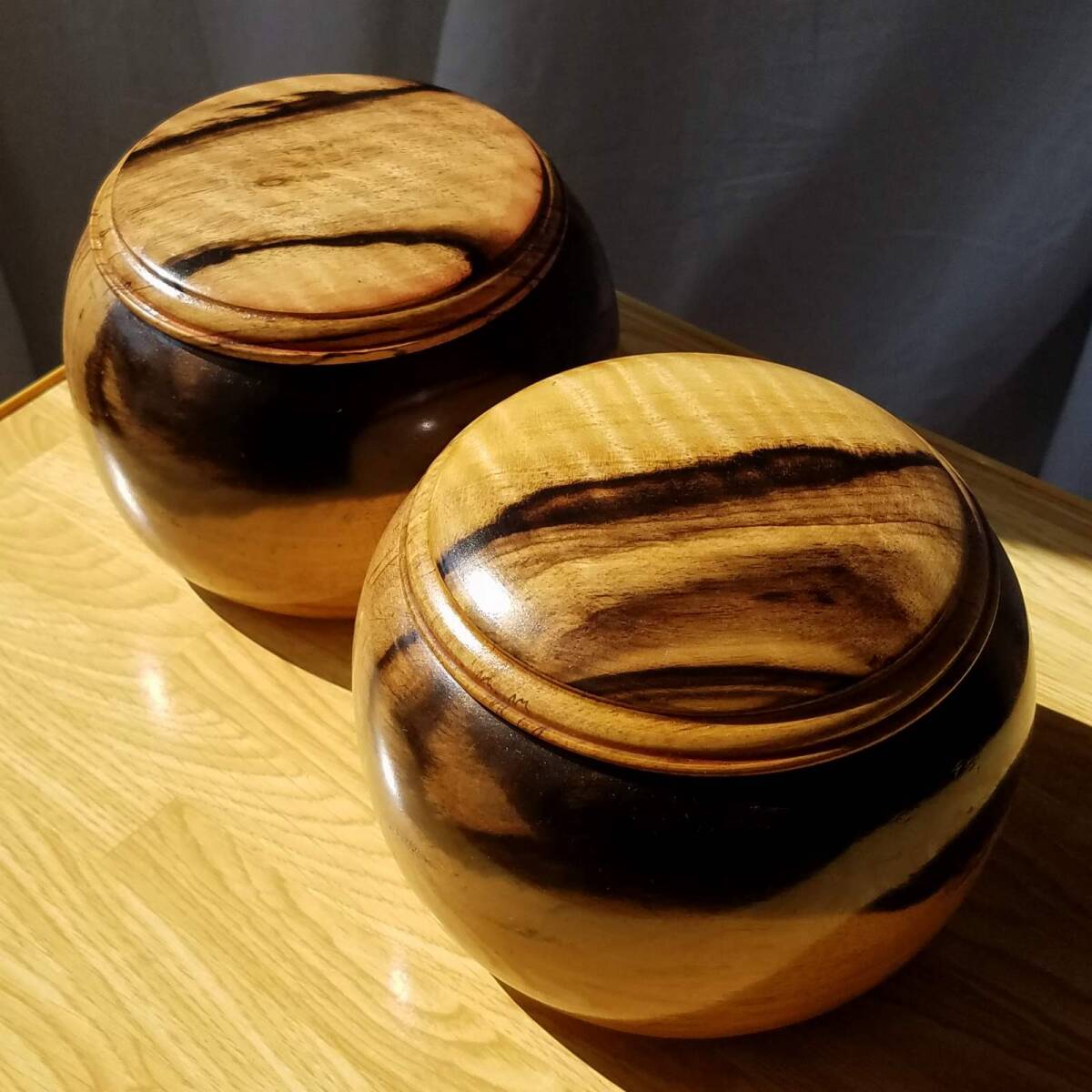【特価】 黒柿(クロガキ) 碁笥 幅15cm 手作り 碁石入れ 大きい 高11.2cm 囲碁