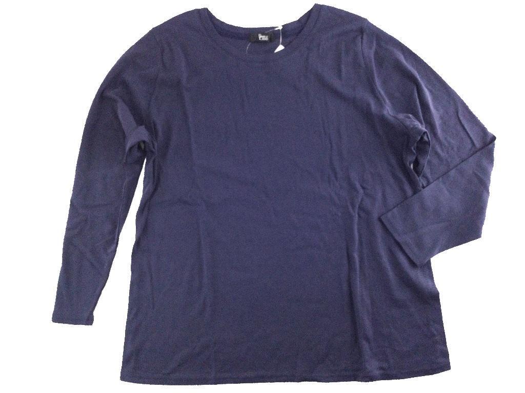 ゆったりロング丈トレーナー 裏毛 ふっくら気持ちいい 綿100％ 細見え 大きいサイズ 6L 春秋向け ネイビー