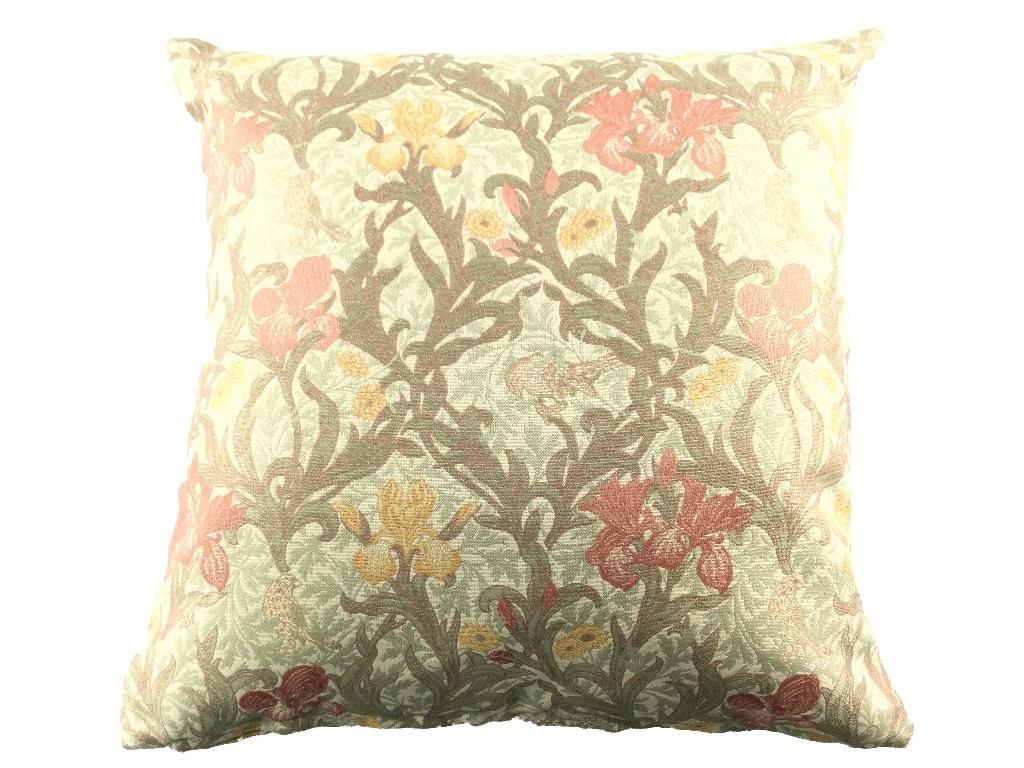 ウィリアム モリス クッション ファスナー式 日本制 洗濯可 45x45cm アイリス レッド系