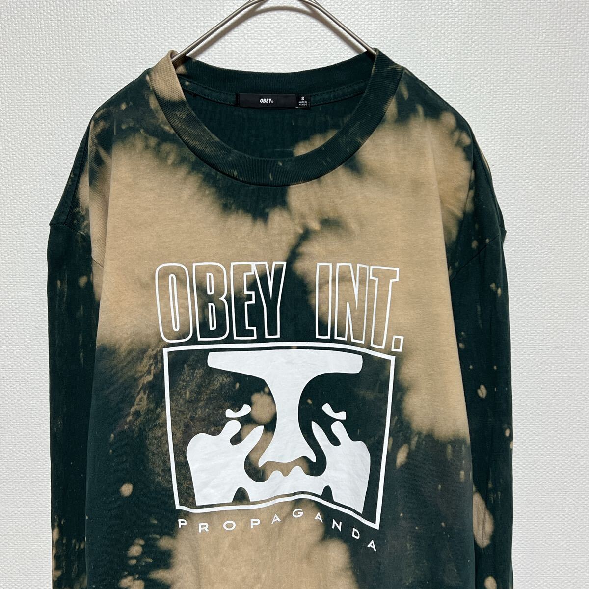 OBEY(オベイ) ロングスリーブTシャツ　長袖Tシャツ　タイダイ染め　ビッグロゴプリント　サイズS