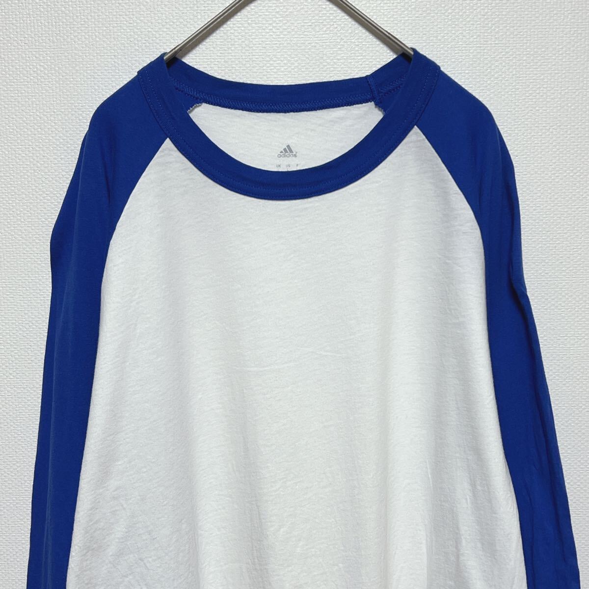 adidas アディダス　七分袖　ロングスリーブTシャツ　長袖Tシャツ　ラグランスリーブ　ロゴプリント　サイズＬ