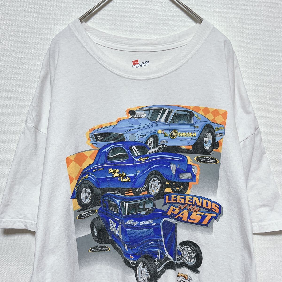 Hanes ヘインズ　半袖Tシャツ　アメ車　マッスルカー　ホッドロッド　ビッグプリント　サイズXL