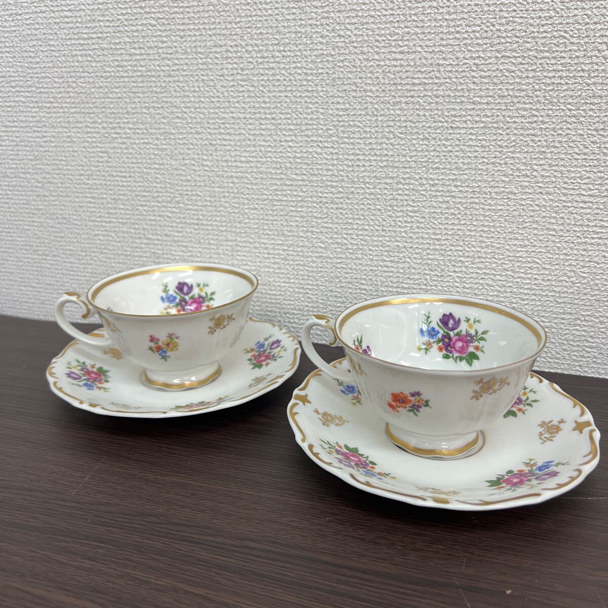 1000円スタート★Reichenbach/ライヒェンバッハ ドイツ製 皿 金彩 花柄 カップ＆ソーサー　2客SET