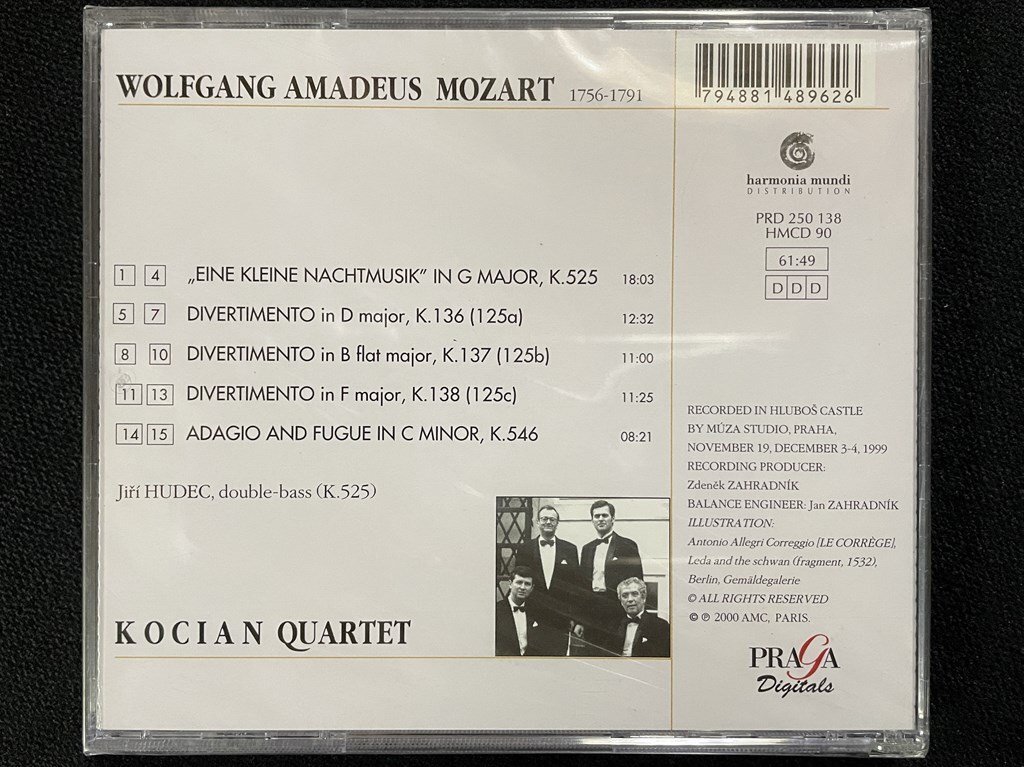 ｊΨ*　【未開封】　Wolfgang Amadeus Mozart eine kleine Nachtmusik KV.525 KOCIAN QUARTET　モーツァルト　クラシック　音楽CD　/N-E03