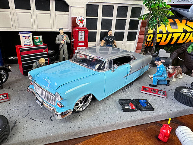 Jada　1955年　シボレー　ベルエア　ダイキャストミニカー　1/24スケール　（ライトブルー×シルバー）　■　アメリカン雑貨　アメリカ雑貨