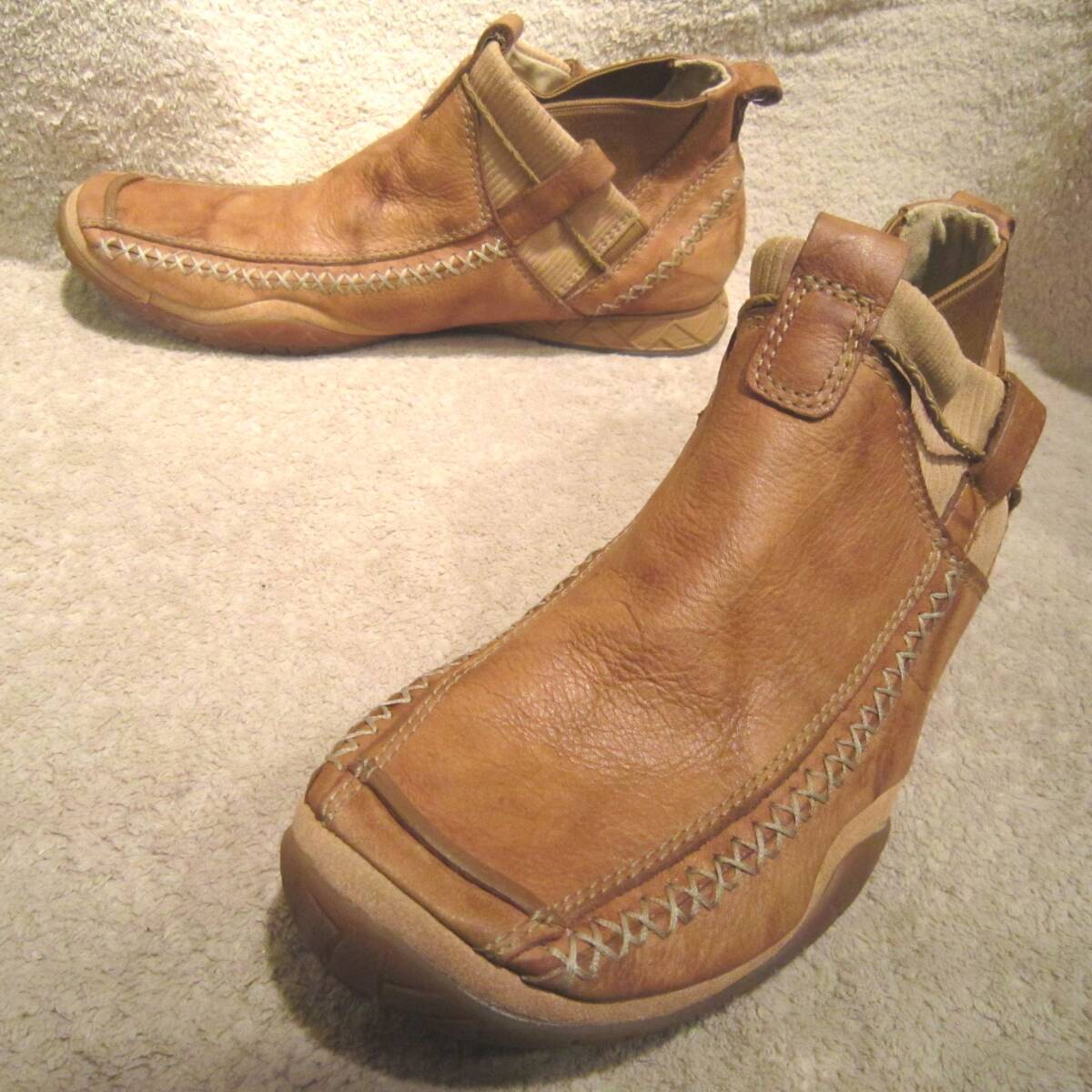 プリヴォ　スニーカーブーツ　茶　色むらレザー　6.5　約25㎝　　　　　　Privo by Clarks　ショートブーツ　サイドゴア　ゴム底　wj2501d