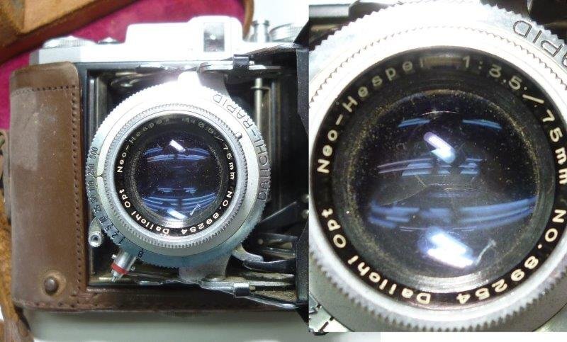 .. камера zeno Via первый оптика оригинальный с футляром Zenobia R Neo-Hesper 75mm f3.5 6×4.5 0111X9G