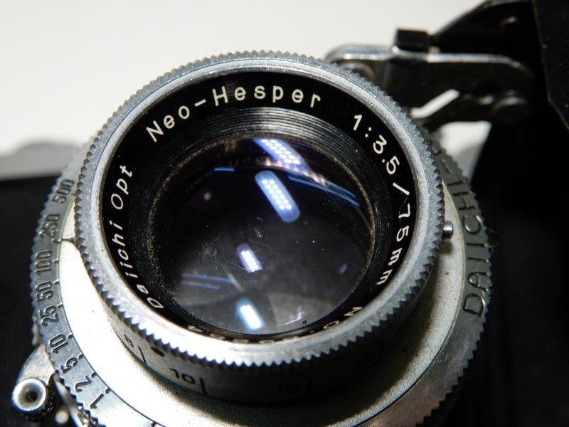 .. камера zeno Via первый оптика оригинальный с футляром Zenobia R Neo-Hesper 75mm f3.5 6×4.5 0111X9G