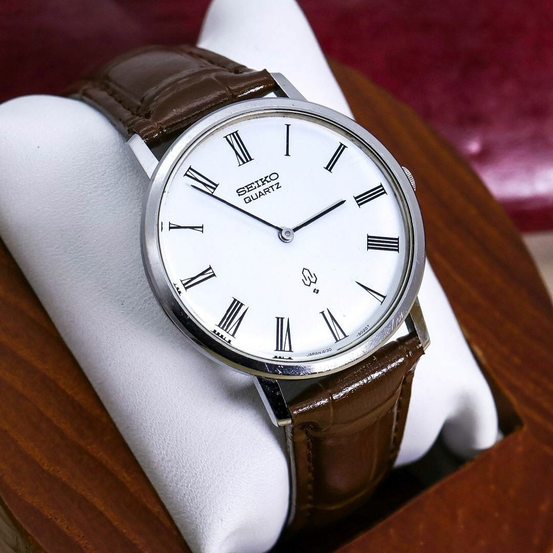 稼働 SEIKO シャリオ 腕時計 ローマインデックス 新品レザー 391