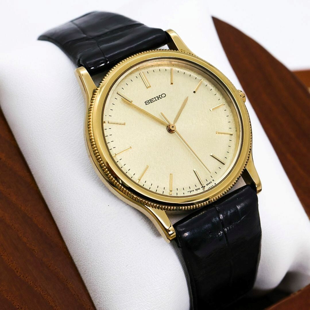 稼働 SEIKO 腕時計 ラウンド ニッケルアロイ ゴールド文字盤 美品 955