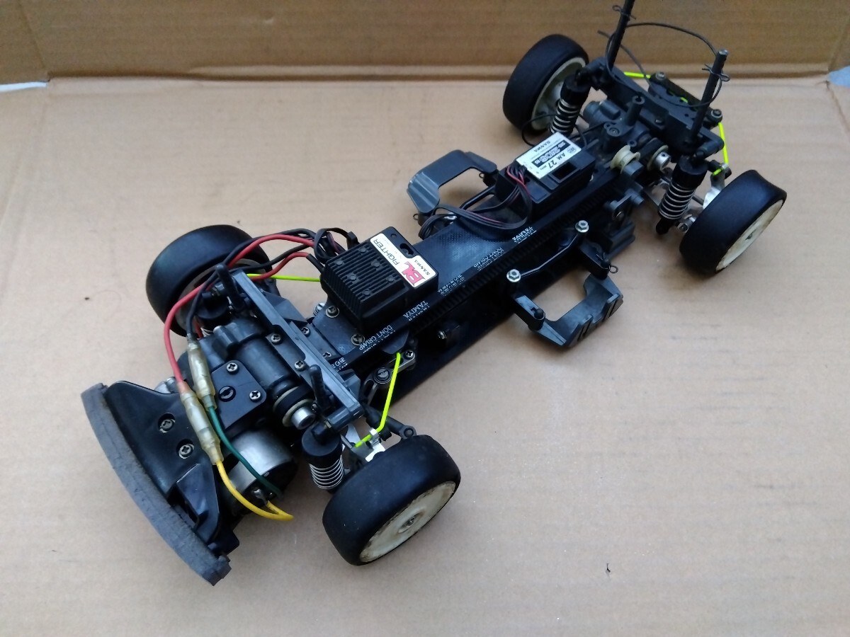 当時物　希少　タミヤ　TA03 PRO　カーボン ダブルデッキ シャーシ　メカ付 アルミ パーツ 多数 搭載　電動RC