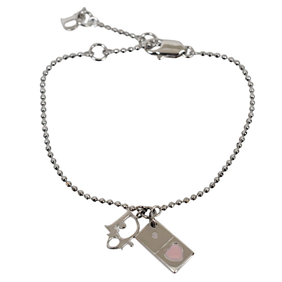  как новый Dior браслет Logo Heart plate GP ювелирные изделия женский серебряный DIOR