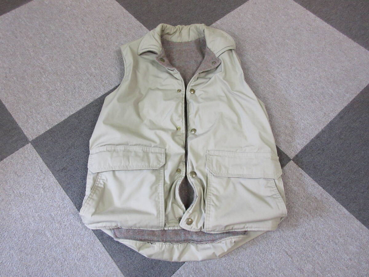 70s80s Woolrich 白タグ リバーシブル ベスト S USA製 中綿 ウールリッチ ヴィンテージ オールド アウトドア コットン ナイロン ウール
