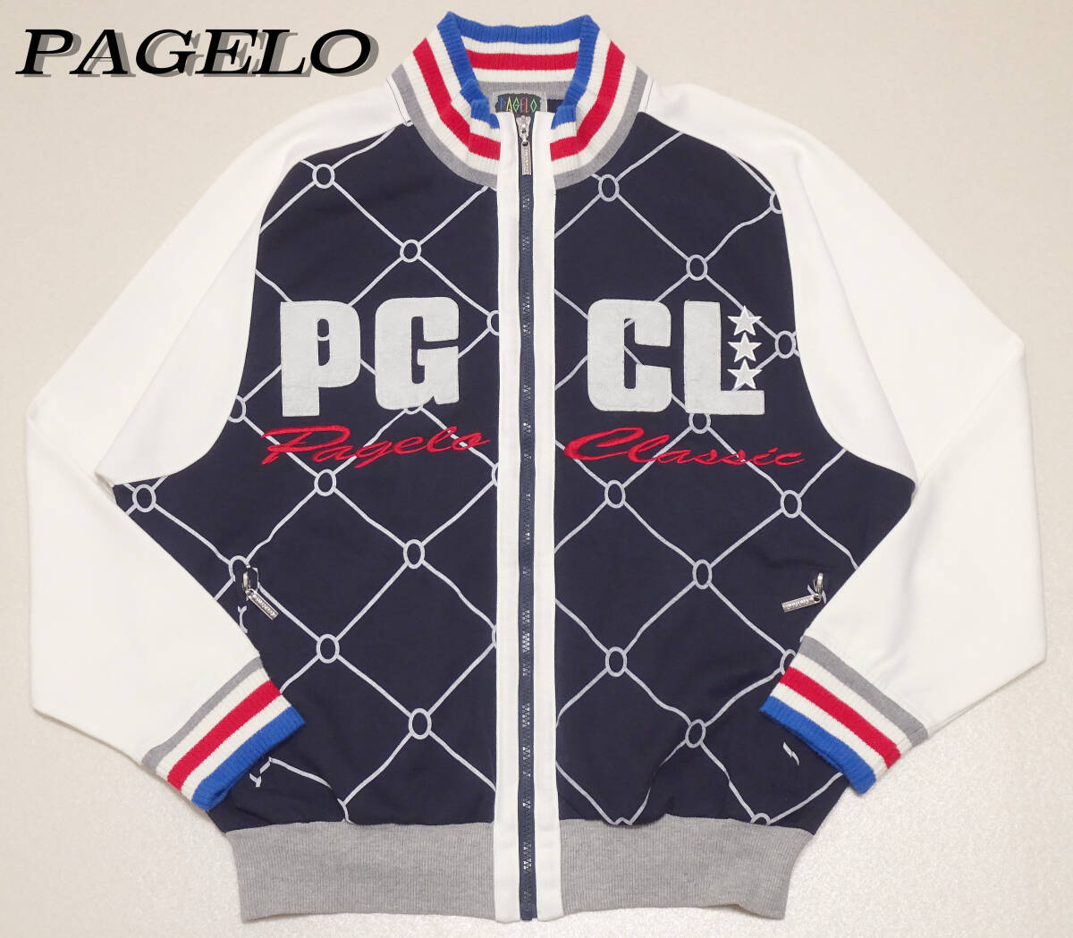 PAGELO( Pajero )/ поли × хлопок / принт / Jog верх / джерси / полный Zip жакет /L