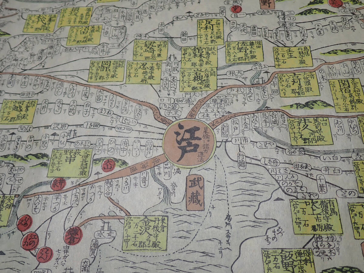 時代【大日本行程大絵図 古地図 巻物】江戸期 天保 安政 道中 時代【大日本行程大絵図 古地図 巻物】江戸期 天保 安政 道中
