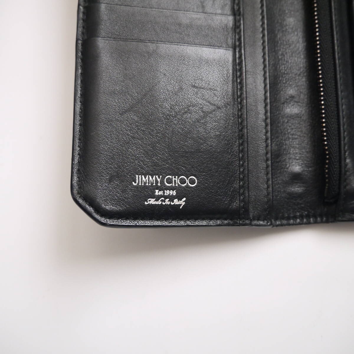 $ хороший товар $ очень редкий * JIMMY CHOO* Jimmy Choo * звезда со звездами заклепки имеется натуральная кожа * 2. складывать длинный кошелек * металлик черный 