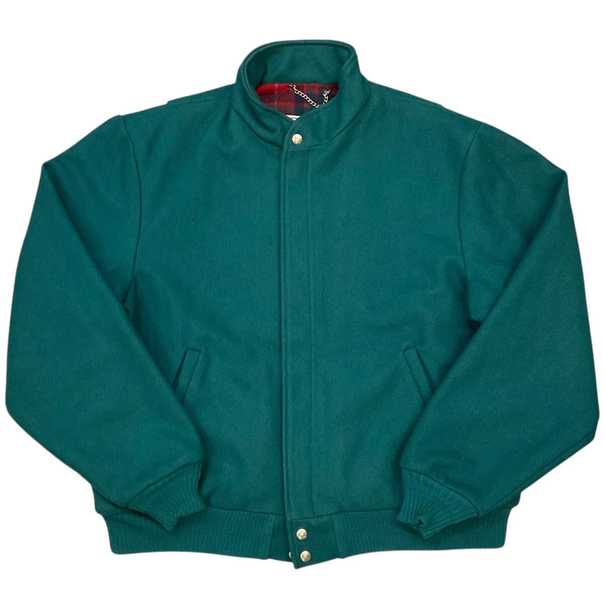 【ファッション好きが選ぶ人気ブランドランキング】 L.L.Bean USA製 80s メルトン ヴィンテージ エルエルビーン アメリカ製 ライナー チェック ブルゾン グリーン XL ジャケット ウール 男性用
